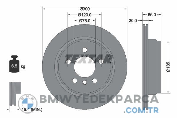 Bmw 4 Serisi F32 Kasa 420d xdrive Arka Fren Diski 300 mm Çap 2014-2020 TEXTAR